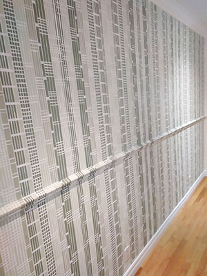 Striped Lines - modern mural painting decoration, side view.